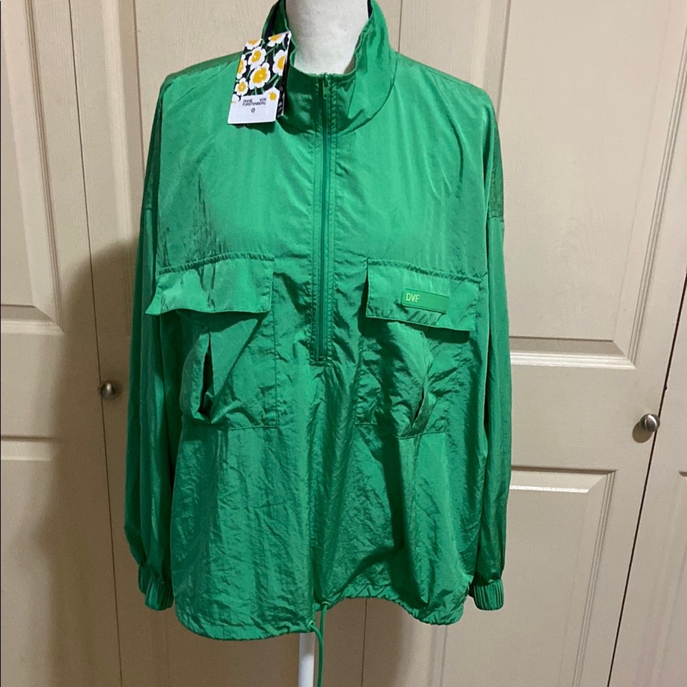 Diane Von Furstenberg Bright Green Nylon Anorak Jacket